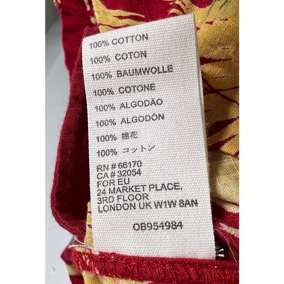 Free People Women's Malibu Hawaiian Romper M Maroon Combo Cotton Tropical - Picture 12 of 13